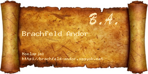 Brachfeld Andor névjegykártya